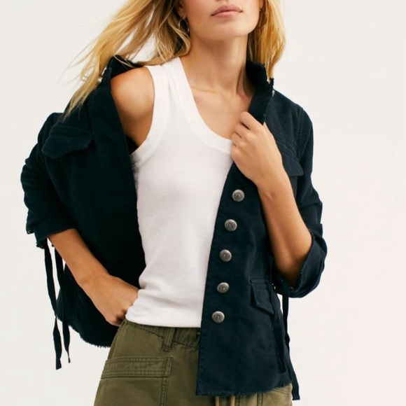 Free People Ella Sergeant Military Jacket Medium - Picture 2 of 12